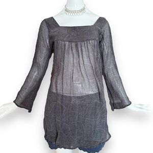 Winter Kate Paisley Print Silk Blouse Tunic With Square Neckline Size S